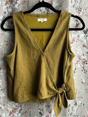 Madewell Olive-Mustard Wrap Tie Camisole